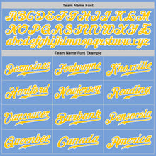 Load image into Gallery viewer, Custom Light Blue Gold-White Authentic Baseball Jersey