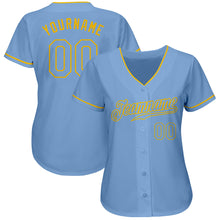 Load image into Gallery viewer, Custom Light Blue Light Blue-Gold Authentic Baseball Jersey