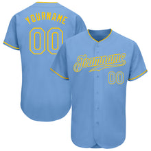 Load image into Gallery viewer, Custom Light Blue Light Blue-Gold Authentic Baseball Jersey