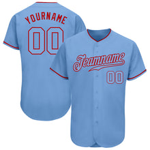 Load image into Gallery viewer, Custom Light Blue Light Blue-Red Authentic Baseball Jersey