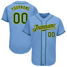 Load image into Gallery viewer, Custom Light Blue Green-Gold Authentic Baseball Jersey