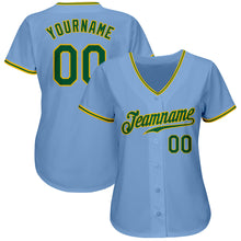 Load image into Gallery viewer, Custom Light Blue Kelly Green-Gold Authentic Baseball Jersey