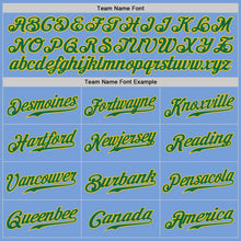 Load image into Gallery viewer, Custom Light Blue Kelly Green-Gold Authentic Baseball Jersey