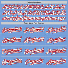 Load image into Gallery viewer, Custom Light Blue White Pinstripe White-Red Authentic Baseball Jersey