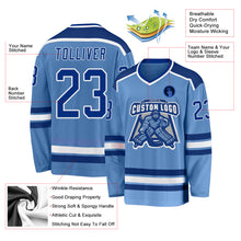 Load image into Gallery viewer, Custom Light Blue Royal-White Hockey Jersey