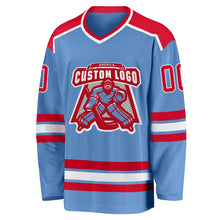 Загрузить изображение в средство просмотра галереи, Custom Light Blue Red-White Hockey Jersey
