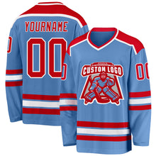 Загрузить изображение в средство просмотра галереи, Custom Light Blue Red-White Hockey Jersey