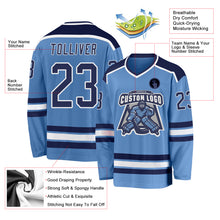 Charger l'image dans la galerie, Custom Light Blue Navy-White Hockey Jersey