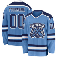 Charger l'image dans la galerie, Custom Light Blue Navy-White Hockey Jersey