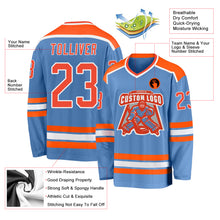 Загрузить изображение в средство просмотра галереи, Custom Light Blue Orange-White Hockey Jersey
