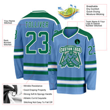 Загрузить изображение в средство просмотра галереи, Custom Light Blue Kelly Green-White Hockey Jersey