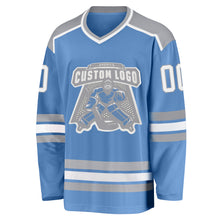 Загрузить изображение в средство просмотра галереи, Custom Light Blue White-Gray Hockey Jersey