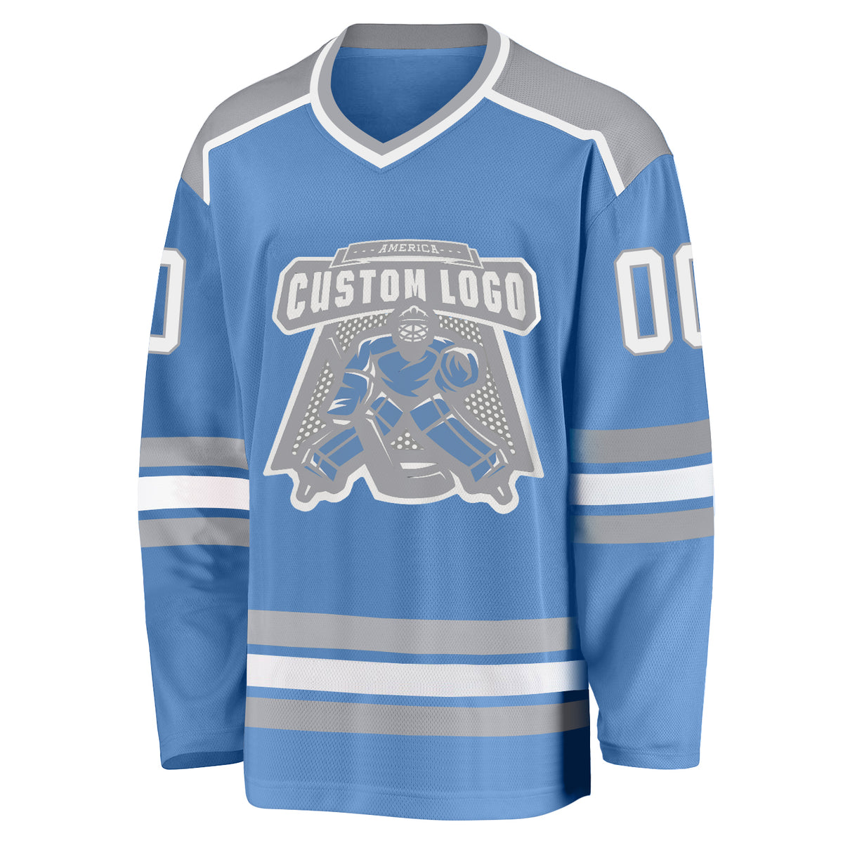 Cheap Custom Light Blue White-Gray Hockey Lace Neck Jersey Free Shipping –  CustomJerseysPro