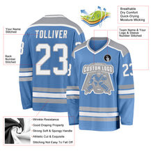 Загрузить изображение в средство просмотра галереи, Custom Light Blue White-Gray Hockey Jersey