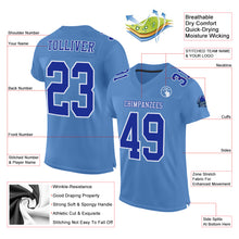 Load image into Gallery viewer, Custom Light Blue Royal-White Mesh Authentic Football Jersey
