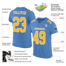 Charger l'image dans la galerie, Custom Light Blue Gold-White Mesh Authentic Football Jersey