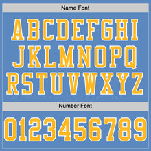 Load image into Gallery viewer, Custom Light Blue Gold-White Mesh Authentic Football Jersey
