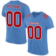 Laden Sie das Bild in den Galerie-Viewer, Custom Light Blue Red-White Mesh Authentic Football Jersey