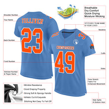 Charger l'image dans la galerie, Custom Light Blue Orange-White Mesh Authentic Football Jersey