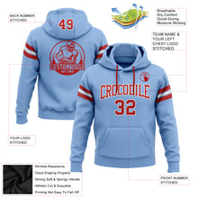 Load image into Gallery viewer, Custom Stitched Light Blue Red-White Football Pullover Sweatshirt Hoodie
