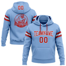Laden Sie das Bild in den Galerie-Viewer, Custom Stitched Light Blue Red-White Football Pullover Sweatshirt Hoodie