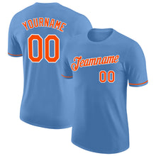 Load image into Gallery viewer, Custom Light Blue Orange-White Performance T-Shirt