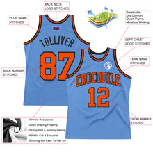Load image into Gallery viewer, Custom Light Blue Orange-Black Authentic Throwback Basketball Jersey