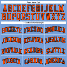 Load image into Gallery viewer, Custom Light Blue Orange-Black Authentic Throwback Basketball Jersey