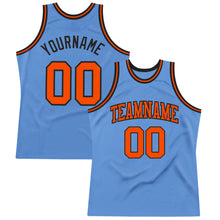 Load image into Gallery viewer, Custom Light Blue Orange-Black Authentic Throwback Basketball Jersey
