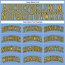 Load image into Gallery viewer, Custom Light Blue Gold-Black Authentic Throwback Basketball Jersey