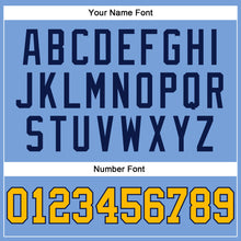 Load image into Gallery viewer, Custom Light Blue Gold-Navy Authentic Throwback Basketball Jersey