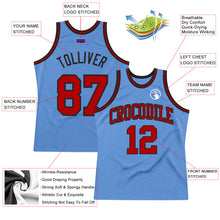 Load image into Gallery viewer, Custom Light Blue Red-Black Authentic Throwback Basketball Jersey