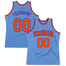 Load image into Gallery viewer, Custom Light Blue Orange-Purple Authentic Throwback Basketball Jersey