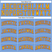 Load image into Gallery viewer, Custom Light Blue Gold-Purple Authentic Throwback Basketball Jersey