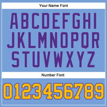 Load image into Gallery viewer, Custom Light Blue Gold-Purple Authentic Throwback Basketball Jersey