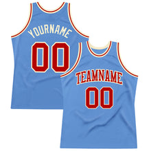 Charger l'image dans la galerie, Custom Light Blue Red-Cream Authentic Throwback Basketball Jersey