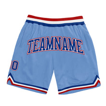 Load image into Gallery viewer, Custom Light Blue Royal-Red Authentic Throwback Basketball Shorts
