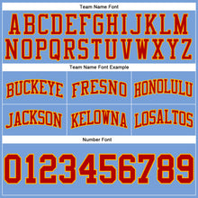 Laden Sie das Bild in den Galerie-Viewer, Custom Light Blue Red-Gold Authentic Throwback Basketball Shorts