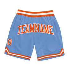 Загрузить изображение в средство просмотра галереи, Custom Light Blue Orange-White Authentic Throwback Basketball Shorts