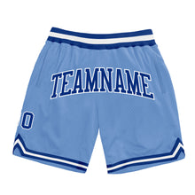 Laden Sie das Bild in den Galerie-Viewer, Custom Light Blue Royal-White Authentic Throwback Basketball Shorts