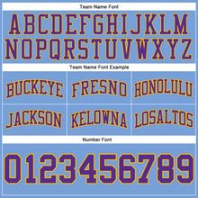 Laden Sie das Bild in den Galerie-Viewer, Custom Light Blue Purple-Gold Authentic Throwback Basketball Shorts