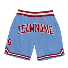 Load image into Gallery viewer, Custom Light Blue Maroon-Cream Authentic Throwback Basketball Shorts