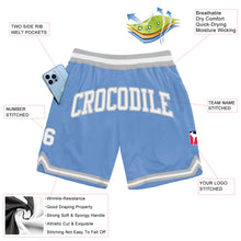 Load image into Gallery viewer, Custom Light Blue White-Gray Authentic Throwback Basketball Shorts