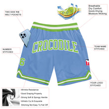 Загрузить изображение в средство просмотра галереи, Custom Light Blue Neon Green-White Authentic Throwback Basketball Shorts