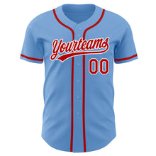 Load image into Gallery viewer, Custom Light Blue Red-White Authentic Baseball Jersey