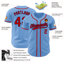 Load image into Gallery viewer, Custom Light Blue Red-Navy Authentic Baseball Jersey
