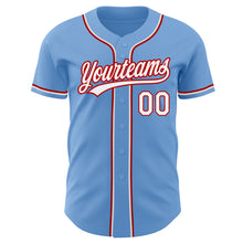 Laden Sie das Bild in den Galerie-Viewer, Custom Light Blue White-Red Authentic Baseball Jersey