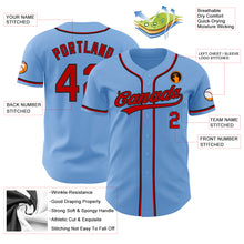 Load image into Gallery viewer, Custom Light Blue Red-Black Authentic Baseball Jersey