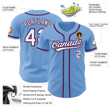 Load image into Gallery viewer, Custom Light Blue White Royal-Red Authentic Baseball Jersey