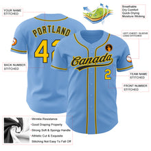 Load image into Gallery viewer, Custom Light Blue Black-Gold Authentic Baseball Jersey